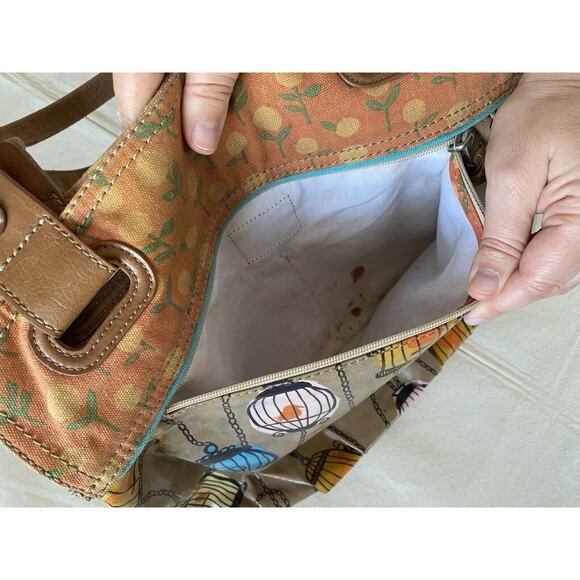 Fossil Key-per Vintage Bird Cage Faux Leather Satchel Bag - Picture 12 of 13
